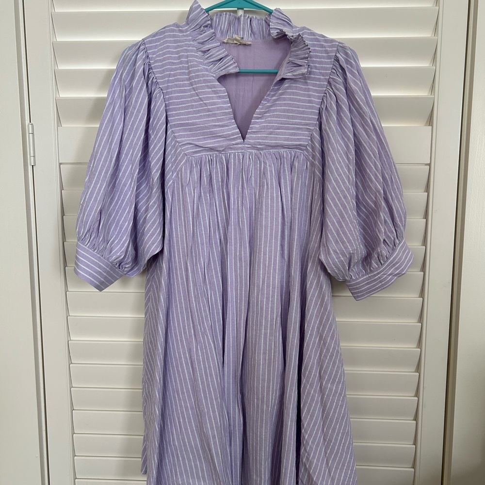 Entro Lavender Striped Mini Dress
